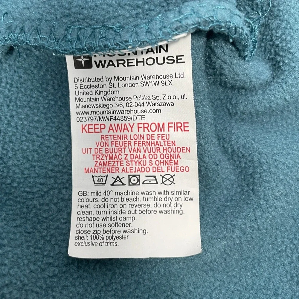 Mountain‎ Warehouse Kids L Cyan Outdoor Adventure Hooded Fleece Jacket